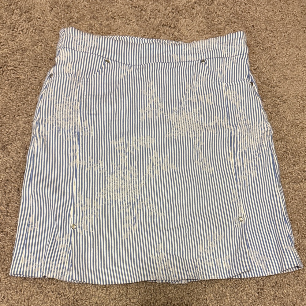 Tribal Blue & White Stripe Skort with Embroidery | Size 0